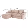 Corner Sofa - Bed ALDO Left Corner with Storage Space Beige Fabric 256x159x87Hcm
