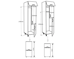 Floor Kitchen High Cabinet ALBA FRIZ 2V for Built-in Fridge Floor Kitchen High Cabinet ALBA FRIZ 2V for Built-in Fridge
