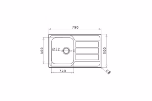 Kitchen Sink Stainless Steel Pyramis Athena 79x50 cm 1B 1D Kitchen Sink Stainless Steel Pyramis Athena 79x50 cm 1B 1D