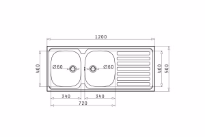 Kitchen Sink Stainless Steel Pyramis International 120x50 cm 1B 1D