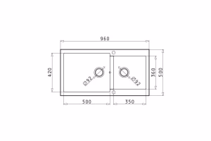 Νεροχύτης Κουζίνας Pyragranite Alazia 96x50 εκ. 1 3/4B