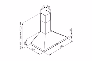 Απορροφητήρας Καμινάδα Τετράγωνη Pyramis Μαύρη Απορροφητήρας Καμινάδα Τετράγωνη Pyramis Μαύρη
