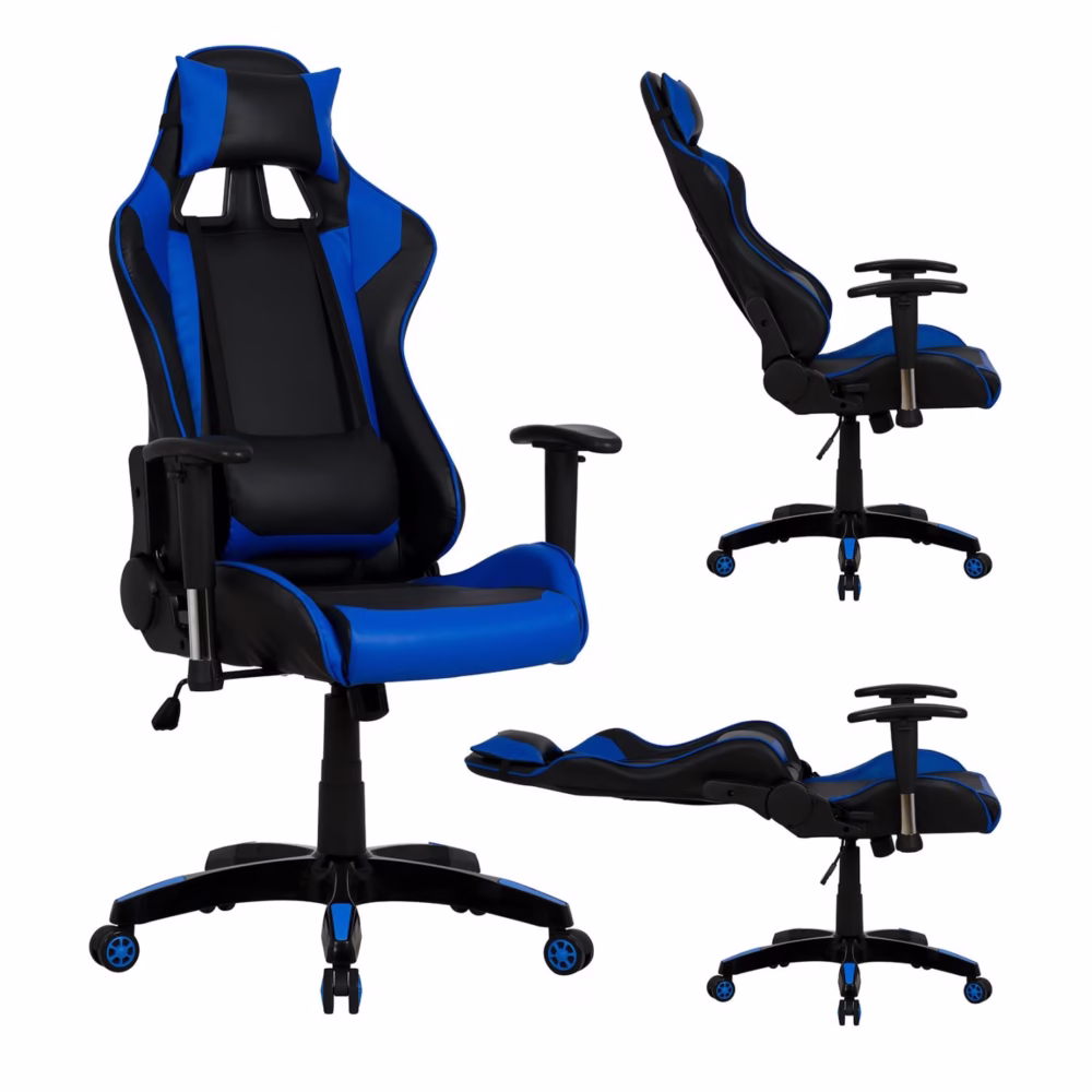 Πολυθρόνα γραφείου gaming Zayn μαύρο-μπλε PU 67x70x134 εκ.