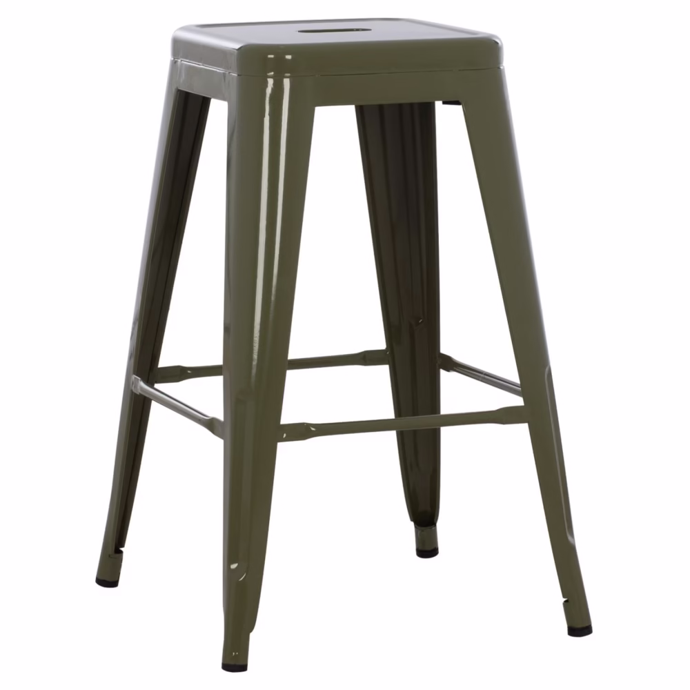 Σκαμπό μπαρ MELITA Μεσαίου ύψους Μεταλλικό σε Dark Olive Green 43x43x67Yεκ.