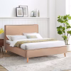 Upholstered Bed INDRA Double Beige - Brown stripe 160x200 cm