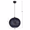 PENDANT CEILING LAMP  BLACK SPHERE, KNITTED ROPE, INDOORS