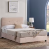 Upholstered Bed DOLORES Semi-Double Nubuck Beige 120x200 cm Upholstered Bed DOLORES Semi-Double Nubuck Beige 120x200 cm