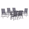 Σετ Κήπου Τραπεζαρία C11478 7 τεμ Γκρί με Τραπέζι 150x90x75 εκ. & 6 Καρέκλες Πτυσσόμενες