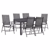 Σετ κήπου Τραπεζαρία C11531.01 7 τεμ Μεταλλικό Γκρί με Τραπέζι 150x90x75 εκ. & 6 Καρέκλες Πτυσσόμενες
