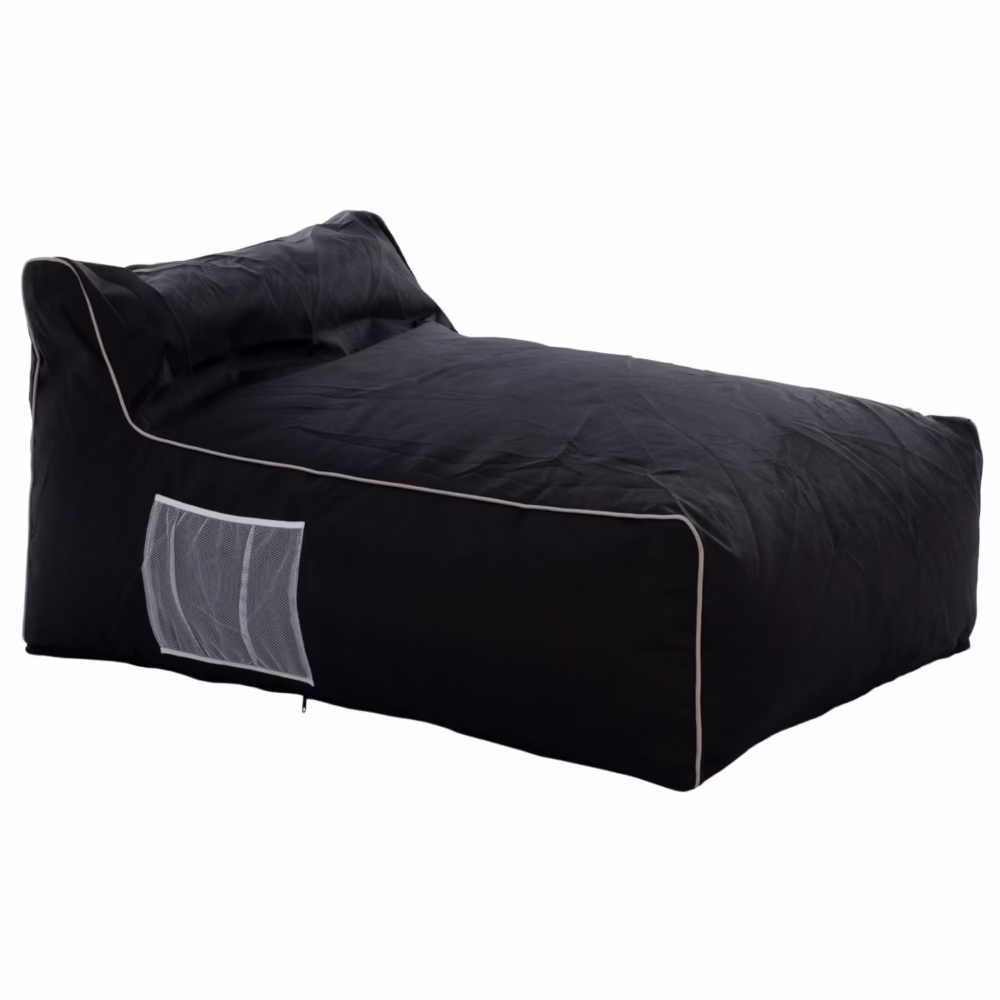Πούφ ZAFER C5772.02 με Textilene Μαύρο και Λευκό Ρέλι 88x128x40-60 Υ εκ.