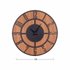 METAL MDF WALL CLOCK BLACK - WALNUT  Φ50 cm.