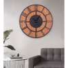 METAL MDF WALL CLOCK BLACK - WALNUT  Φ50 cm.