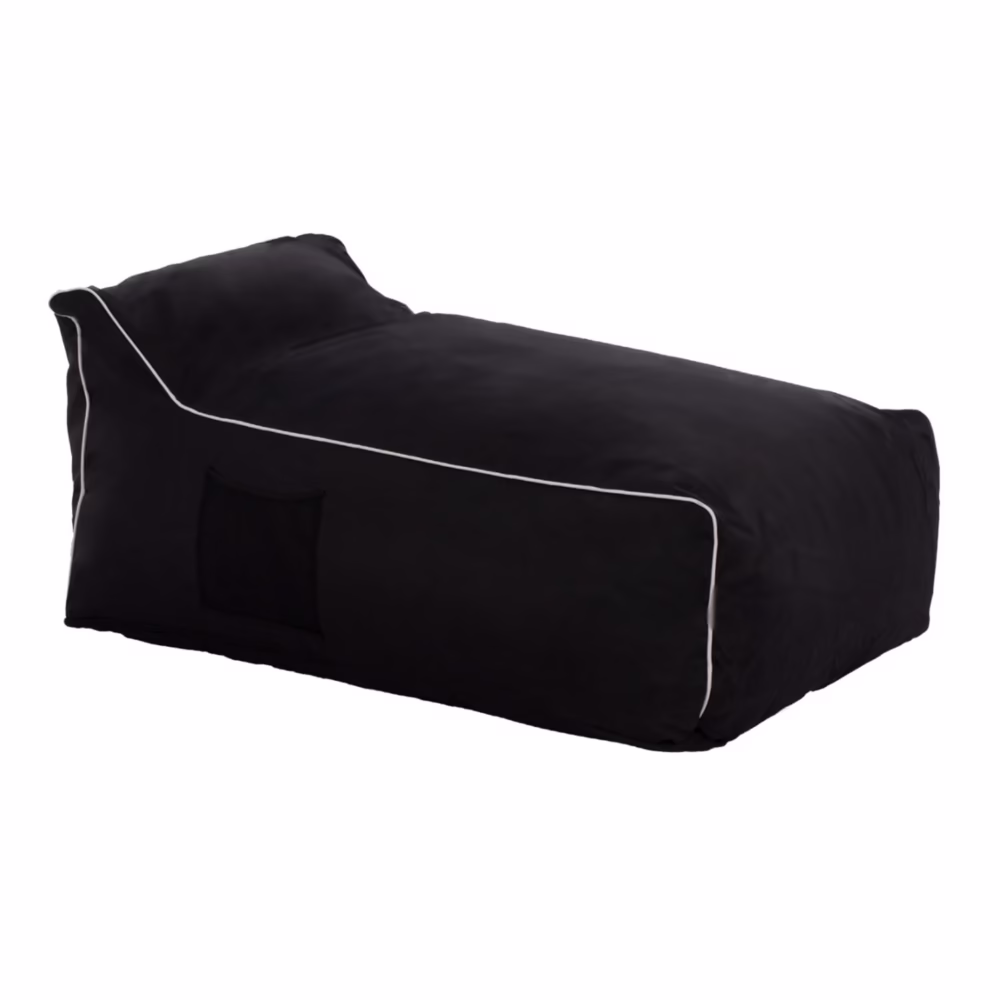 Πουφ Zafer C5772.12 με Textiline Μαύρο και Λευκό Ρέλι 88x128x40-60Υ εκ.