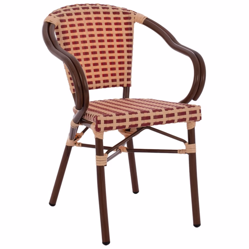 Καρέκλα - Πολυθρόνα C5818.01 Αλουμινίου Bamboo Look σε Μπεζ - Κόκκινο 54x56x80 εκ.