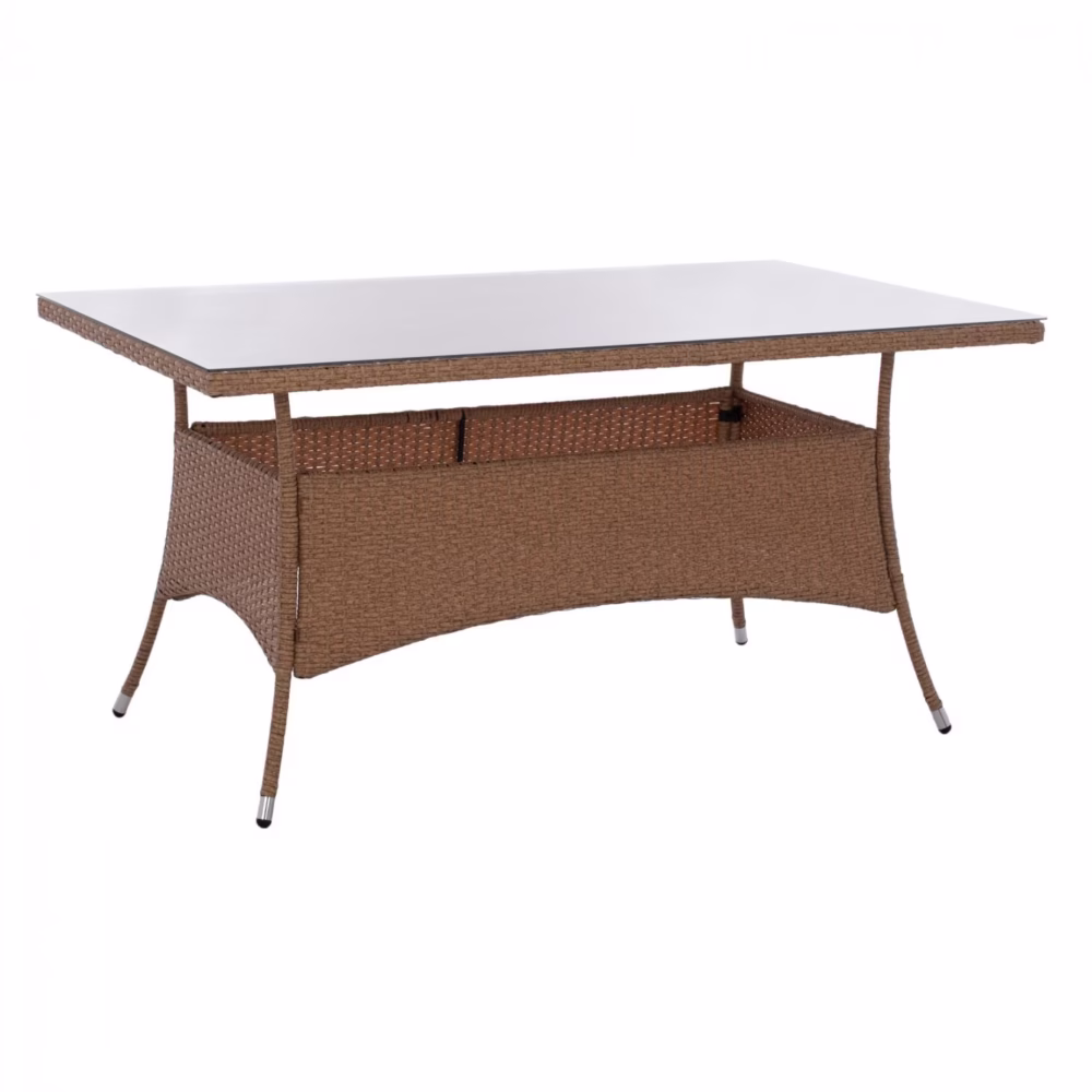 Τραπέζι Minsk μεταλλικό Rattan μπεζ - καφέ 150x90x75 εκ.