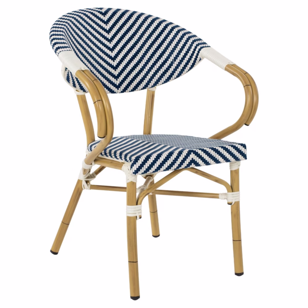 Καρέκλα - Πολυθρόνα C5861.02 Bamboo Look Μπλέ - Λευκό 59x56x82Y εκ.