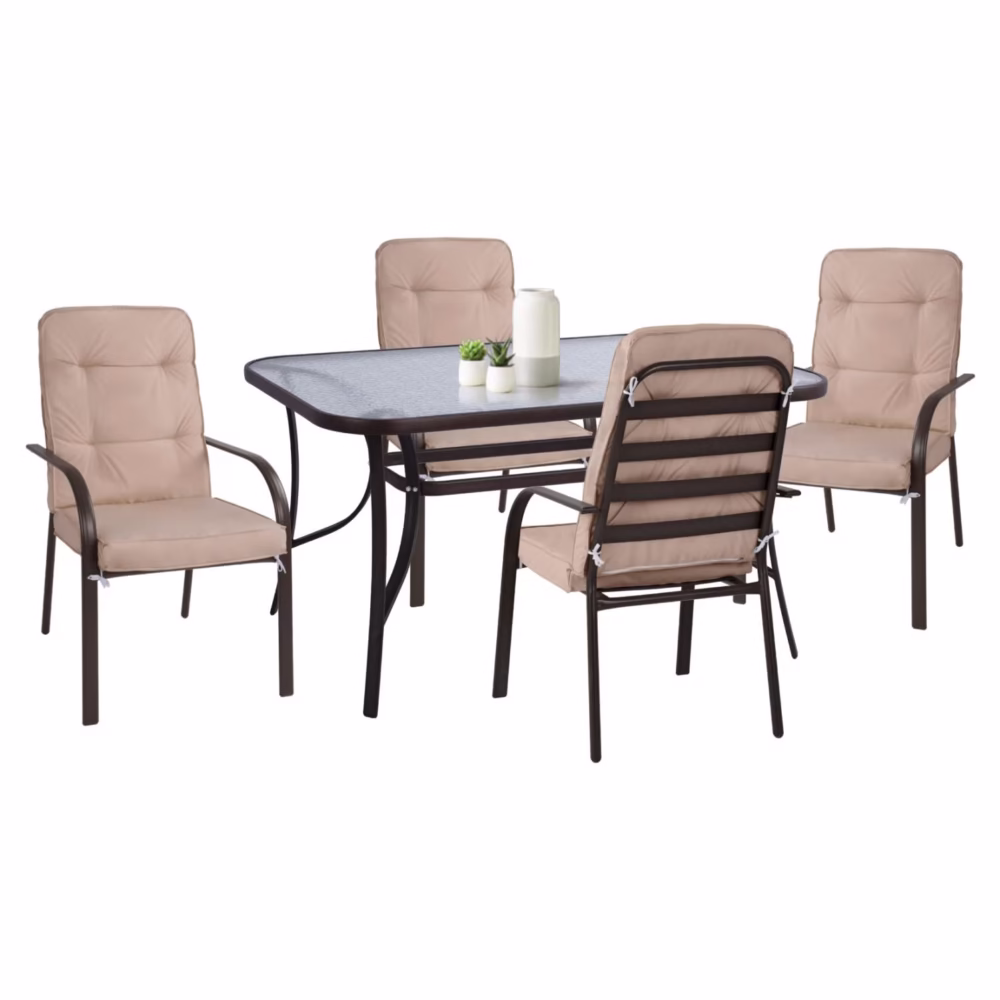 Σετ κήπου Τραπεζαρία C11880 5τεμ Μεταλλικό Καφέ - Μπέζ