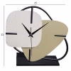 TABLE CLOCK METAL IN ECRU-LIGHT GREEN-BLACK BASE 25X22H cm. TABLE CLOCK METAL IN ECRU-LIGHT GREEN-BLACK BASE 25X22H cm.