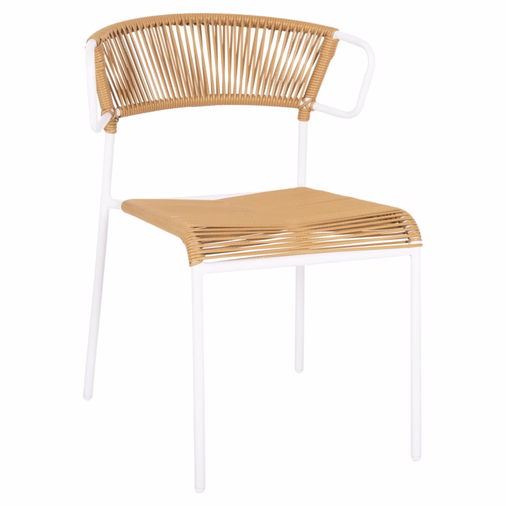 Καρέκλα SUKI C6053.01 Μέταλλο Λευκό και Συνθετικό Rattan Φυσικό 54x62x80Υεκ