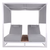 DOUBLE LOUNGE SUNBEDS IN A CUBE WITH SUNSHADES GALLANT  ALUMINUM IN WHITE 2x2x2m