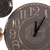 WALL CLOCK METAL IN GREY COLOR WITH BLACK POINTERS & GOLD NUMBERS 117x49Hcm. WALL CLOCK METAL IN GREY COLOR WITH BLACK POINTERS & GOLD NUMBERS 117x49Hcm.