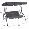 PORCH SWINGER 3-SEATER WITH SUNSHIELD LIKID  METAL FRAME AND FABRIC IN GREY 170x110x153Hcm.