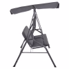 PORCH SWINGER 3-SEATER WITH SUNSHIELD LIKID  METAL FRAME AND FABRIC IN GREY 170x110x153Hcm.