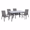 Σετ κήπου Τραπεζαρία HM5201.01 5 τεμ Μεταλλικό Γκρί με Τραπέζι 150x90x72 εκ. & 4 Καρέκλες