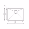 Kitchen Sink Stainless Steel Sanitec Filo Quadra Inset 57x45 cm