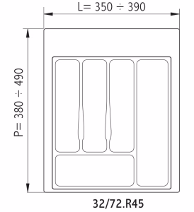Cutlery Tray Volpato K45 Grey 39 cm Cutlery Tray Volpato K45 Grey 39 cm