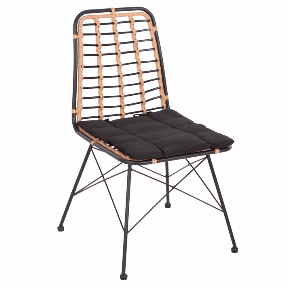 Καρέκλα ALLEGRA C5691.11 Μεταλλική με Wicker Μπεζ - Μαύρο 51x54x84Υεκ.