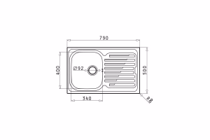 Kitchen Sink Stainless Steel Pyramis Amaltia 79x50 cm 1B 1D Kitchen Sink Stainless Steel Pyramis Amaltia 79x50 cm 1B 1D