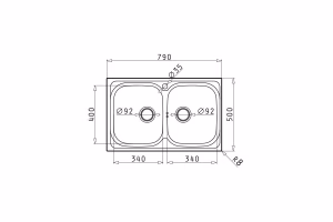 Kitchen Sink Stainless Steel Pyramis Amaltia 79x50 cm 2B