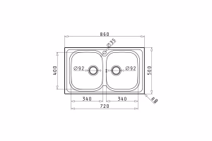Νεροχύτης Κουζίνας Ανοξείδωτος Pyramis Amaltia 86x50 εκ. 2B Νεροχύτης Κουζίνας Ανοξείδωτος Pyramis Amaltia 86x50 εκ. 2B