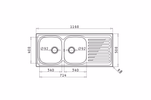 Νεροχύτης Κουζίνας Ανοξείδωτος Pyramis Amaltia 116x50 εκ. 2B 1D Νεροχύτης Κουζίνας Ανοξείδωτος Pyramis Amaltia 116x50 εκ. 2B 1D