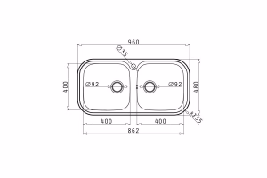 Νεροχύτης Κουζίνας Ανοξείδωτος Pyramis Jumbo Twin 96x48 εκ. 2B Νεροχύτης Κουζίνας Ανοξείδωτος Pyramis Jumbo Twin 96x48 εκ. 2B