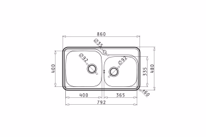Kitchen Sink Stainless Steel Pyramis Space Mid 86x48 cm 2B Kitchen Sink Stainless Steel Pyramis Space Mid 86x48 cm 2B