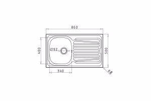 Kitchen Sink Stainless Steel Pyramis Sparta 86x50 cm 1B 1D Kitchen Sink Stainless Steel Pyramis Sparta 86x50 cm 1B 1D