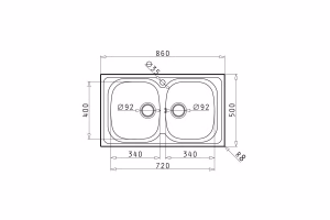 Νεροχύτης Κουζίνας Ανοξείδωτος Pyramis Sparta 86x50 εκ. 2B Νεροχύτης Κουζίνας Ανοξείδωτος Pyramis Sparta 86x50 εκ. 2B