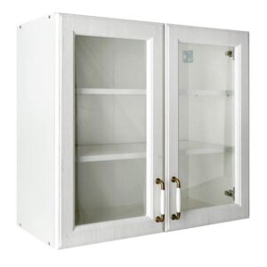 Ντουλάπι Κουζίνας Κρεμαστό RUSTIC V80S με Βιτρίνα Λευκό