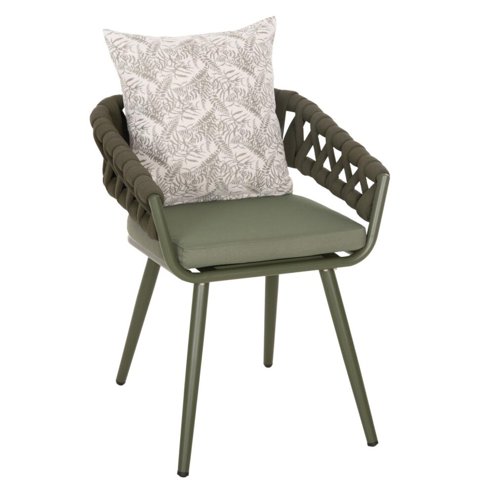 Καρέκλα - Πολυθρόνα CAMDEN C6141.09 Αλουμινίου Dark Olive με Μαξιλάρι σε Σχέδιο Print 56x60x72-87Υεκ