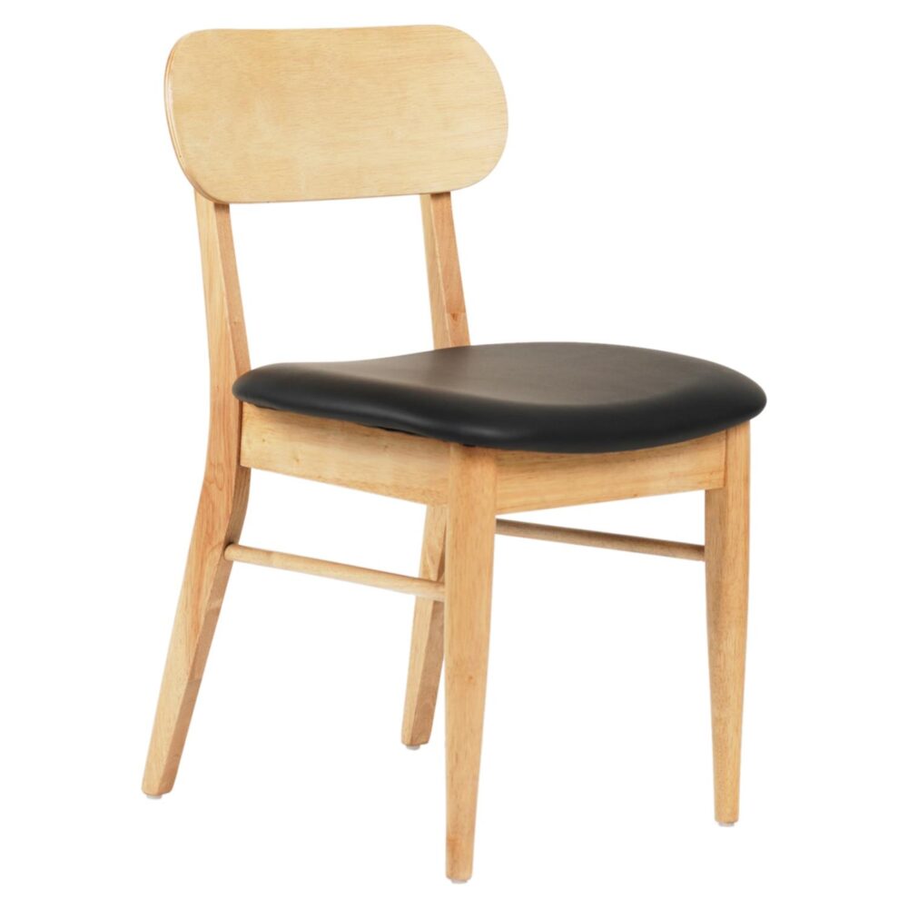 Καρέκλα τραπεζαρίας SEKOR Rubberwood και PU Μαύρο 50x50x80Υεκ.