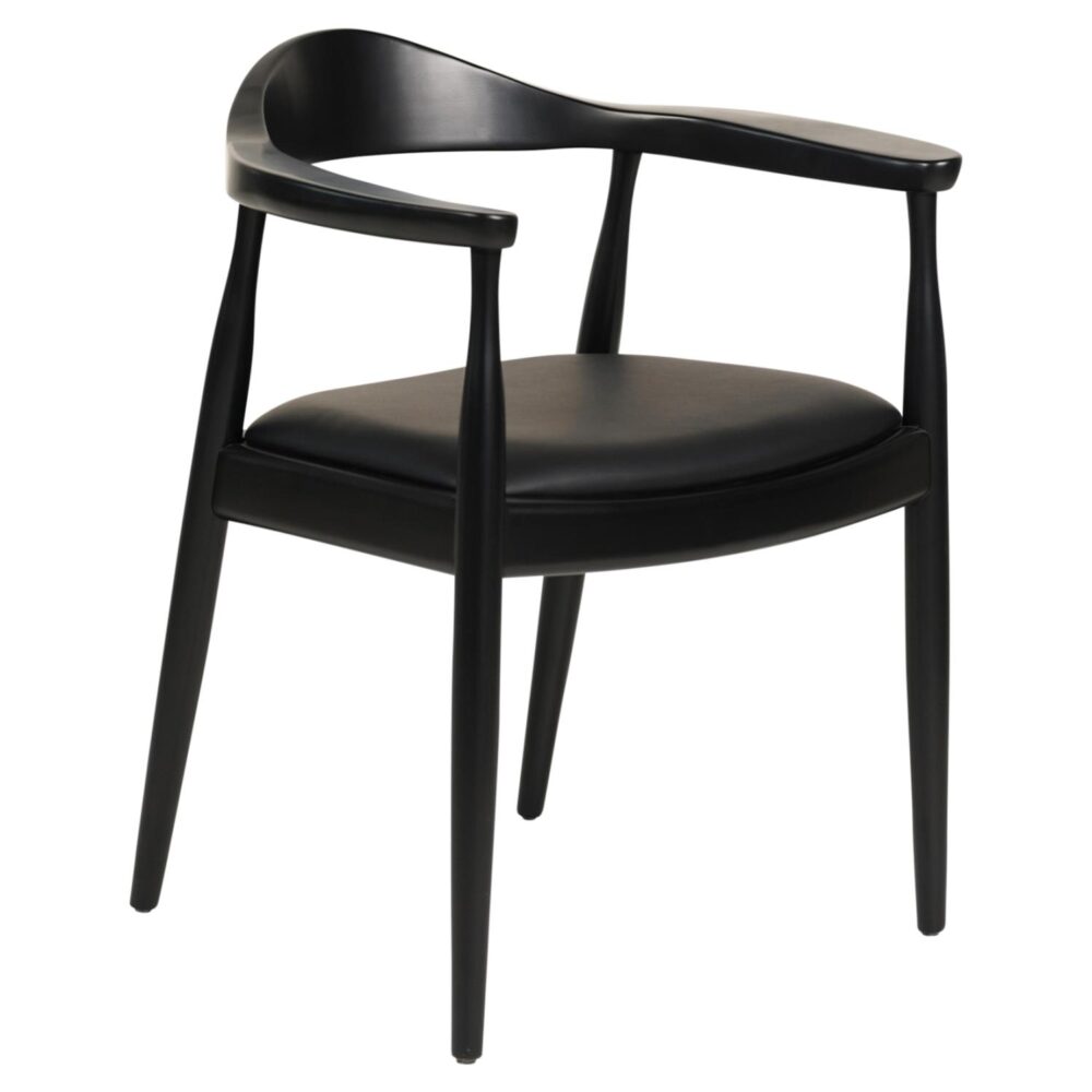 Πολυθρόνα Τραπεζαρίας ADOR RUBBERWOOD & PU σε Μαύρο 62x54x76,5Υεκ