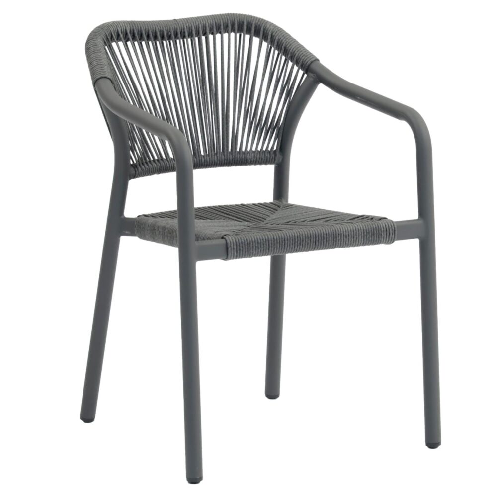 Καρέκλα LUCCI C6266.01 Σκούρο Γκρί Αλουμινίου με P.E. Rattan 58x56x79Υ εκ.