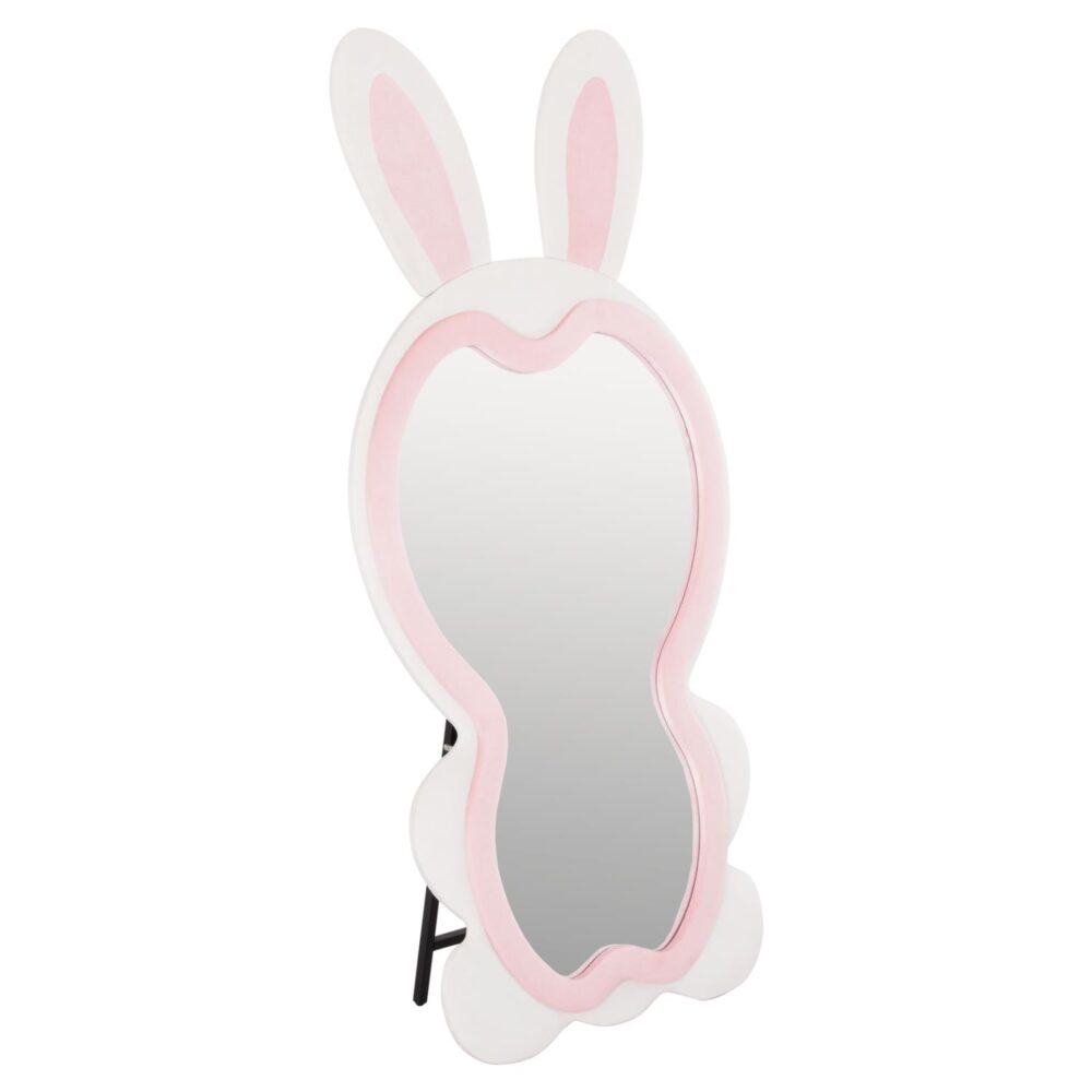 Καθρέπτης Δαπέδου Παιδικός BUNNY Mdf Ρόζ και Λευκό - Μαύρo Stand 80x3,5x162Υ εκ.