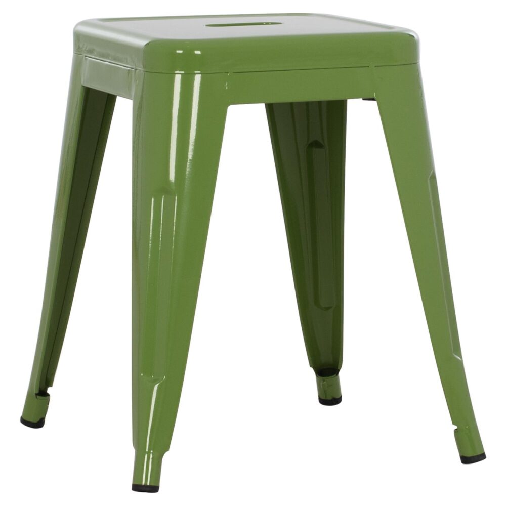 Σκαμπό μπαρ MELITA Χαμηλό Μεταλλικό σε Light Olive Green 37x37x45Υεκ.