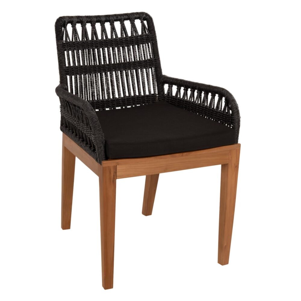 Καρέκλα - Πολυθρόνα STARDOM C9760.02 Μελί Ξύλο Teak με Μαύρο Σχοινί 57x65x83Yεκ.