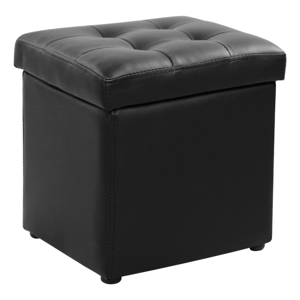 Σκαμπό CUBE με Αποθηκευτικό χώρο και PU Μαύρο 36,5x36,5x36Υ εκ.