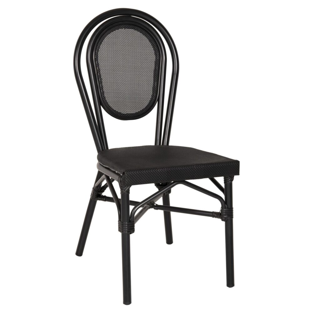 Καρέκλα TRENT C5052 Αλουμινίου Bamboo Look με Textline Μαύρη 45x57x88 εκ.