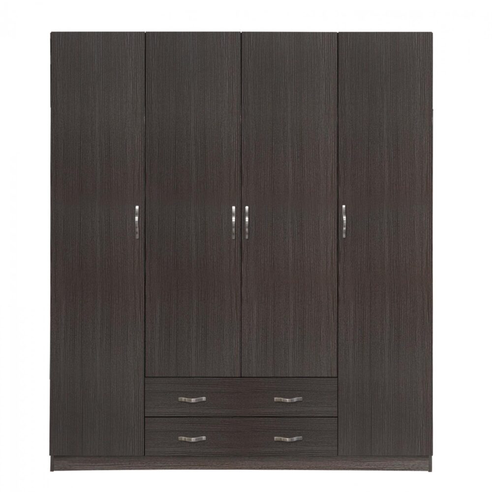 Ντουλάπα AZALEA Τετράφυλλη με 2 Συρτάρια Zebrano 200x55.5x180Υ εκ.